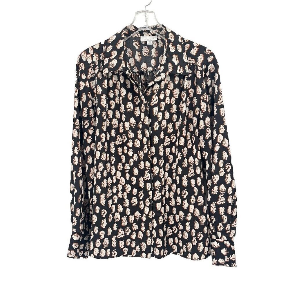 Topshop Funky Print Button Down Shirt Neutral Sz 10